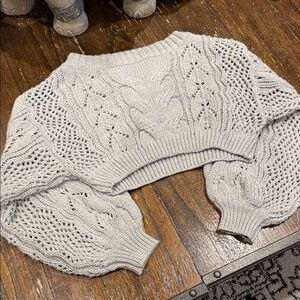 Gray Crop Knit Women's Sweater